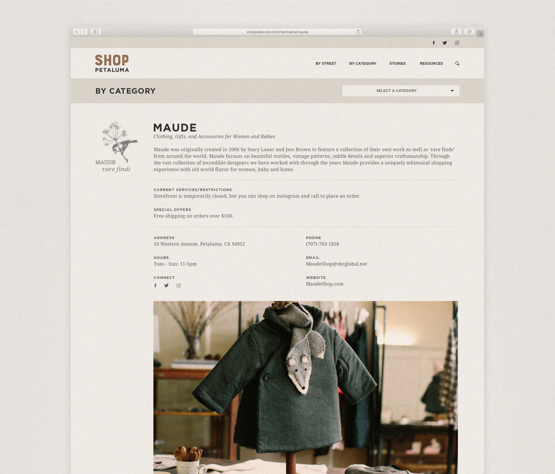 Shop Petaluma website design