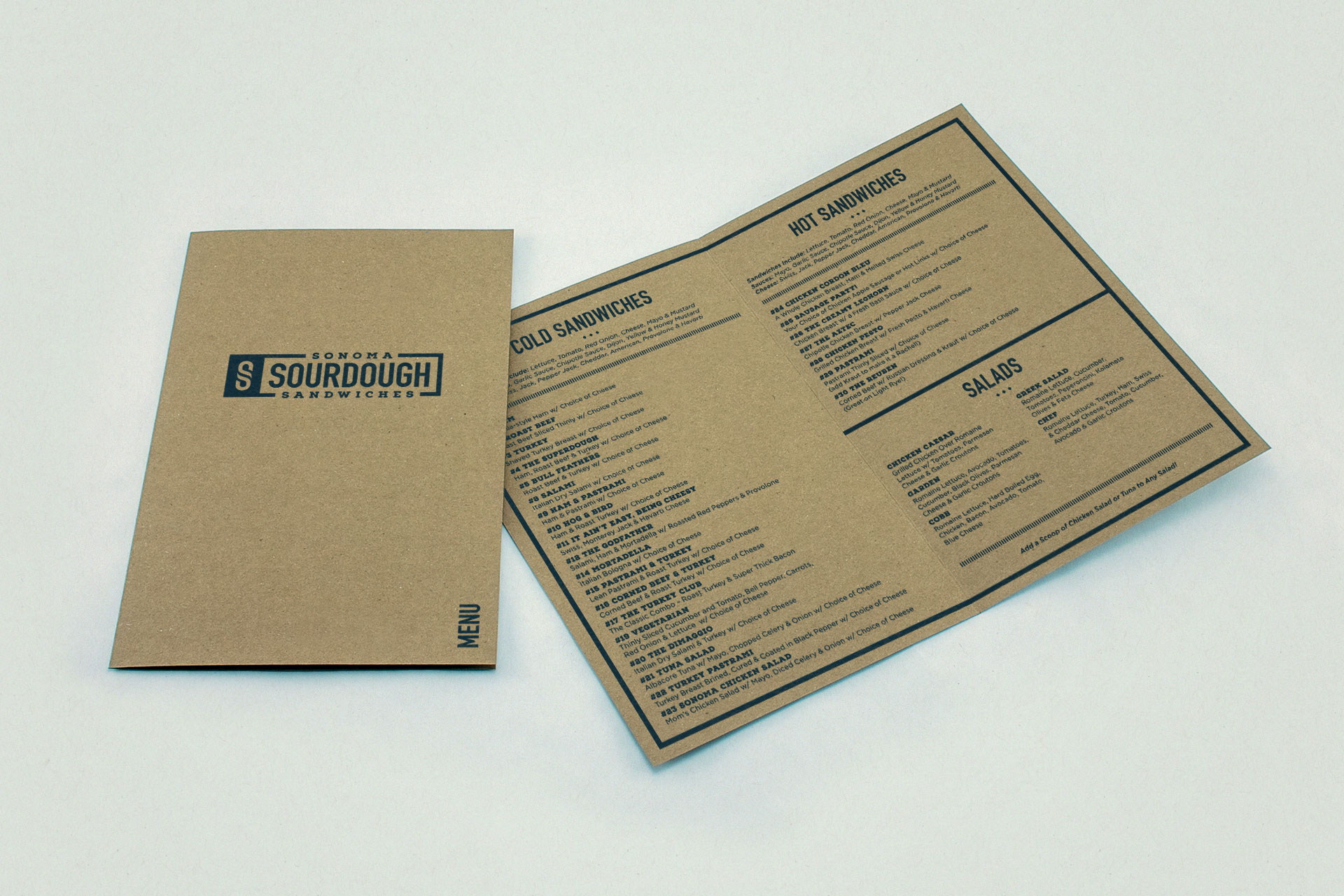 Sonoma Sourdough Sandwiches menu design
