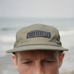 Second Nature 5 panel hat, forrest green with woven labels